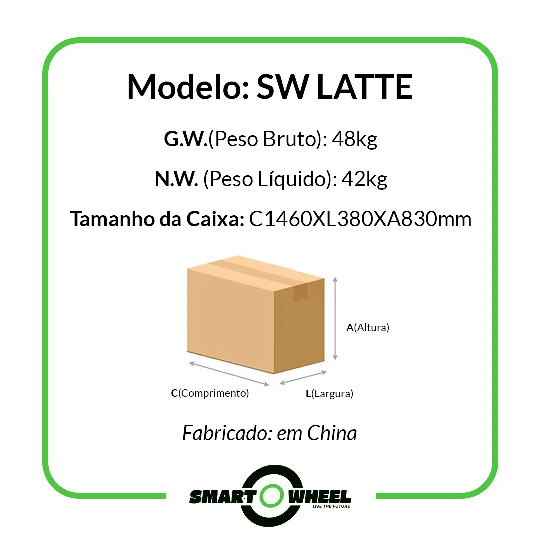 MOTO ELÉTRICA LATTE SMART WHEEL 48V 12AH 1000W 32KM/H RED LITIO
