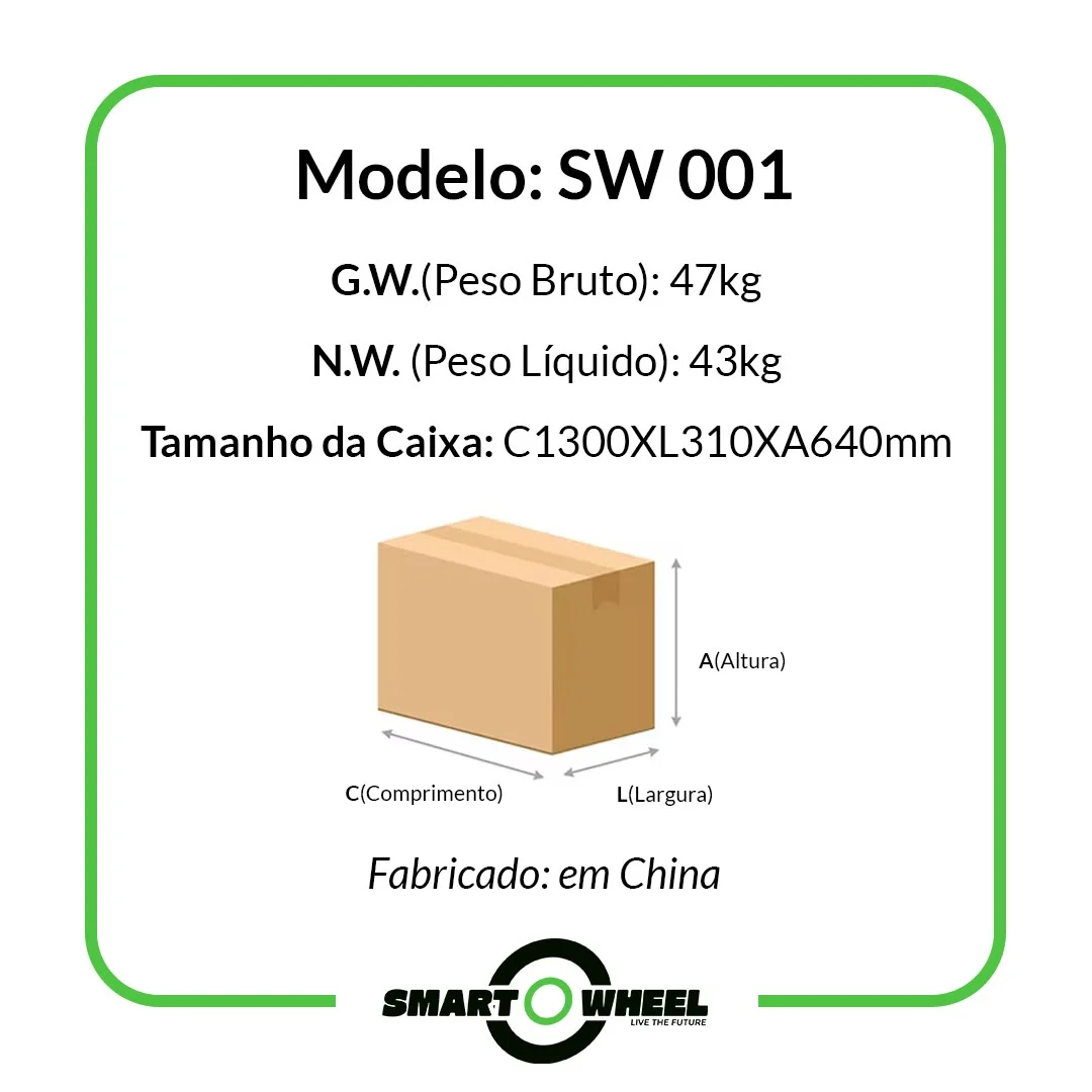 Moto Elétrica Smart Wheel SW 001 Branca 1000W 48V 20Ah Lithium no Paraguai