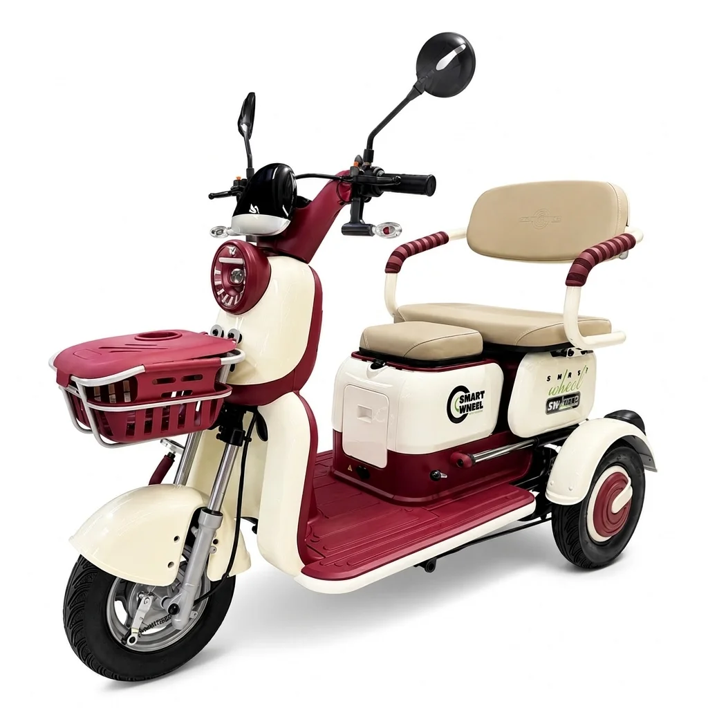 Triciclo Elétrico Smart Wheel Safe 1000W 48V/20Ah Branco/Vermelho no Paraguai
