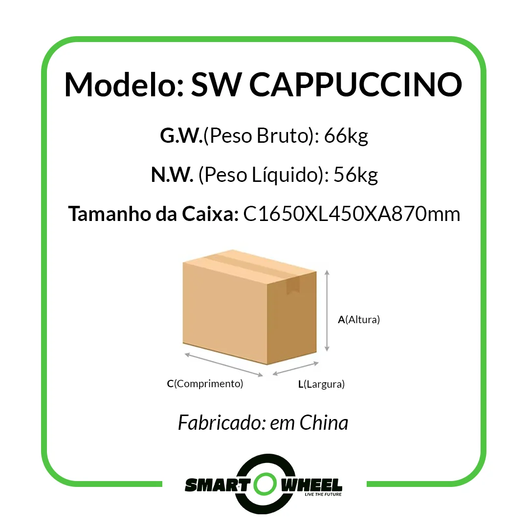 Smart Wheel Moto Elétrica Cappuccino Vermelho 1000W 48V/20Ah no Paraguai