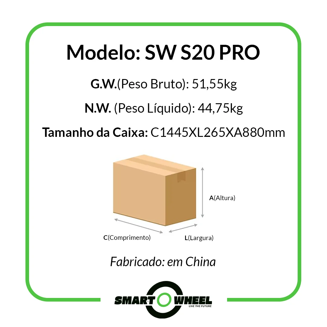 Smart Wheel Ebike S20 Pro 1000W 48V/18.2A Black - Mobilidade Elétrica no Paraguai