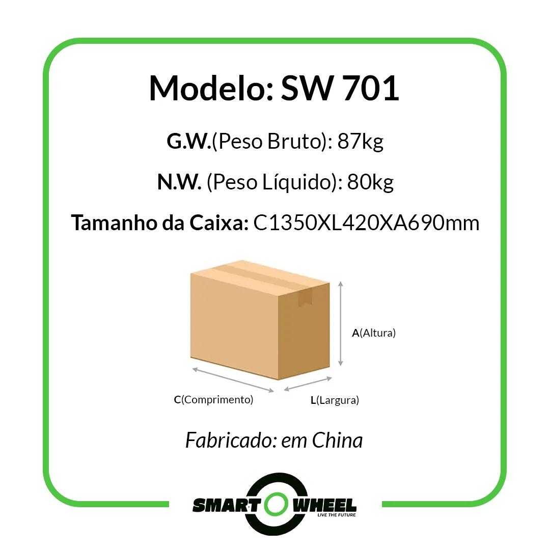 Moto Elétrica Smart Wheel SW701 1000W 32Km/h Vermelha no Paraguai